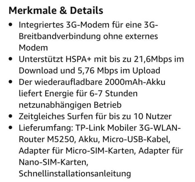 TP Link M5250 mobiler WLAN Router NEU OVP Urlaub Reisen in Weßling