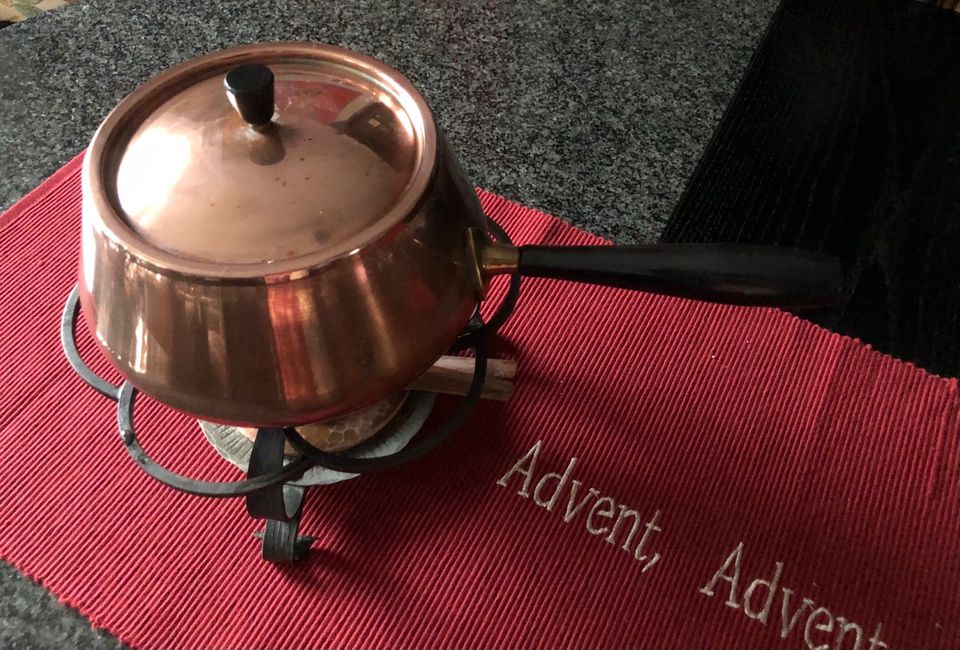 Fondue Topf Kupfer mit Stövchen in Telgte