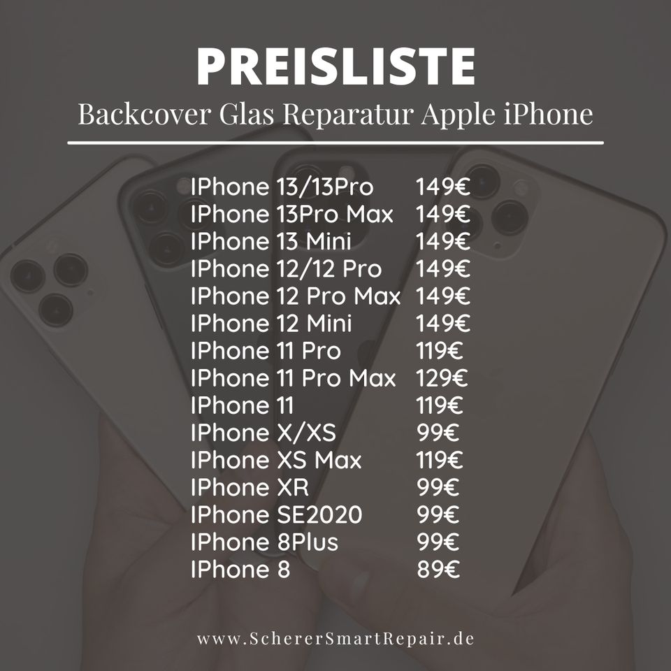 iPhone Reparatur Display Backcover Akku u.v.m 13/12/11/X/XS/XR/XS MAX/SE/8/7/6 in Uelzen