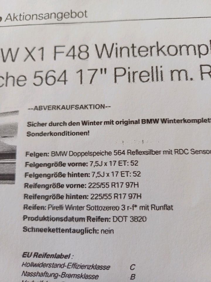 Original BMW X1 F48 Winterkomplettradsatz in Buttenwiesen