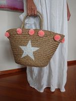 Korbtasche Korb Pompom Tasche Bali Bag Strandtasche Saarland - Kleinblittersdorf Vorschau