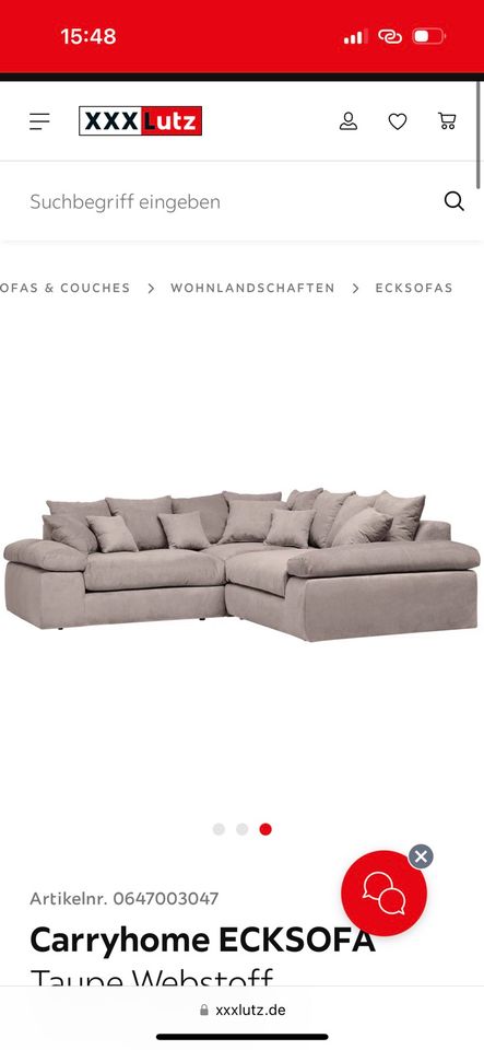 Ecksofa Couch Carryhome Taupe Webstoff in Ranstadt