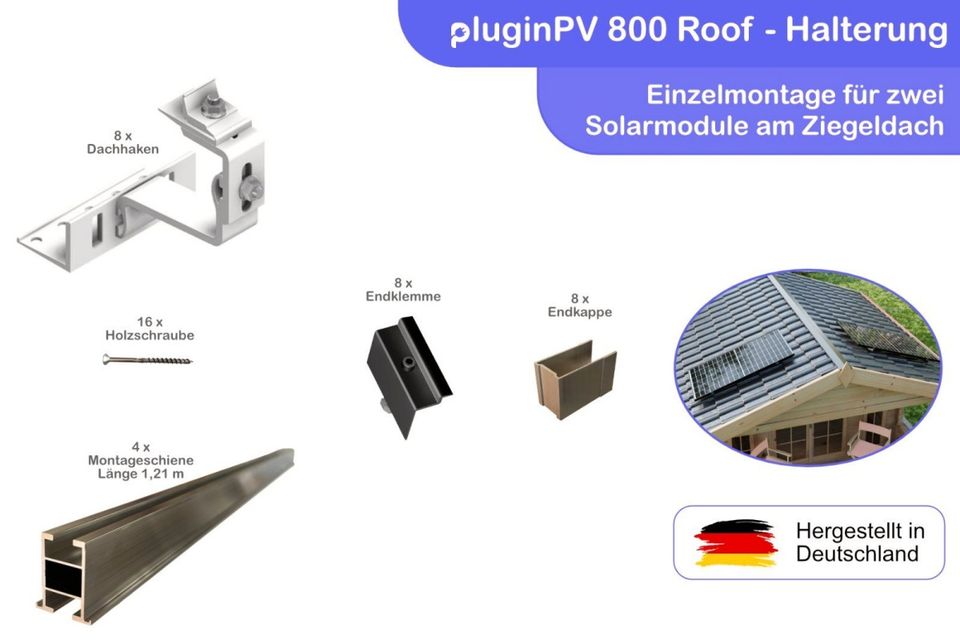 Balkonkraftwerk 800W / 860Wp ✅ Bifazial / Glas-Glas ✅ Hoymiles HM-800 Wechselrichter & Trina Vertex S+ 860 Watt Peak (je 430Wp) ✅ Komplettpaket optional mit Halterung in Moosinning