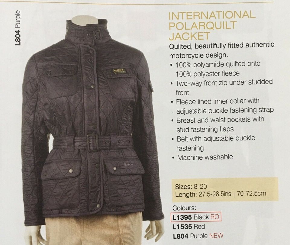 Barbour Damen International Polarquilt Jacke Gr. 38 in Viersen