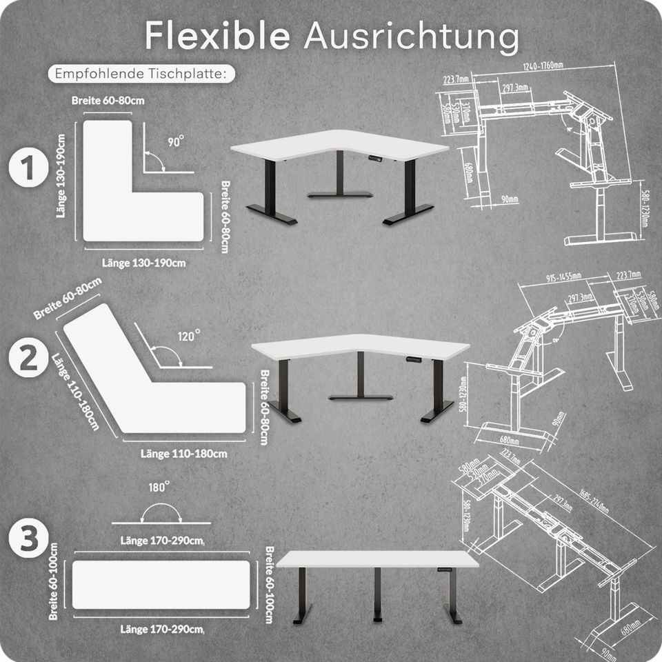 Elektrisch höhenverstellbares Eck Schreibtisch Gestell | Inkl. Versand | Standing Desk Stehtisch Schreibtisch höhenverstellbar elektrisch bürotisch stehschreibtisch height adjustable in Hamburg