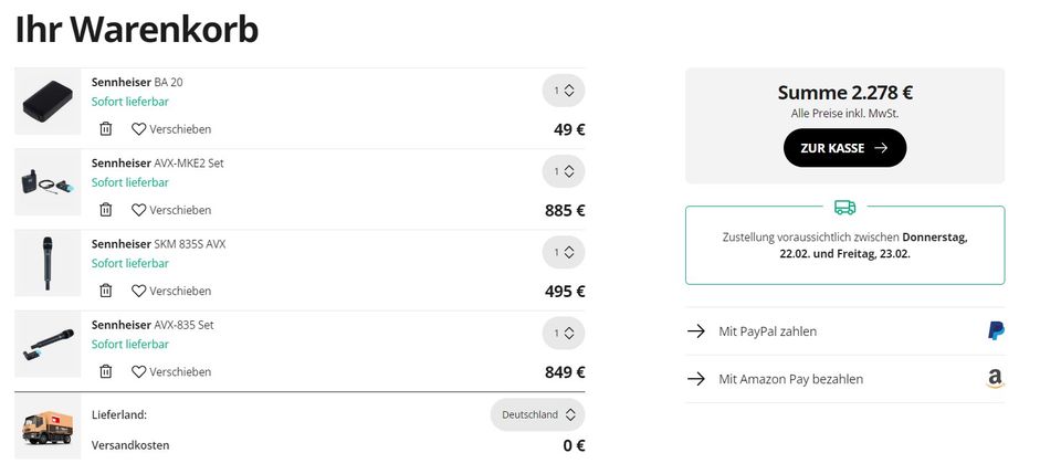 Sennheiser AVX Combo Set - 2x Handsender + Taschensender in Oberzent