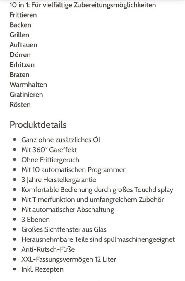 Digitale Heißluft-Fritteuse mit Grillfunktion in Köln