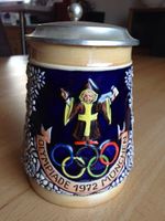 Bierkrug Krug mit Zinndeckel von 1972 Olympiade München Bayern - Bachhagel Vorschau