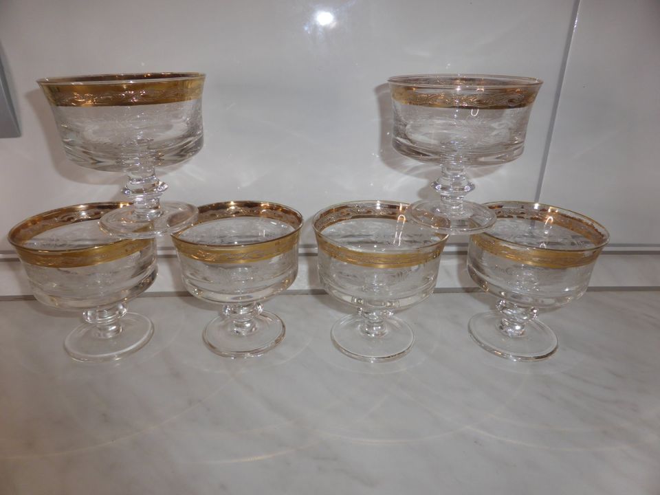 TOSKANA 1777 Champagner Schalen Gläser Set Kristall vergoldet in Neuenrade