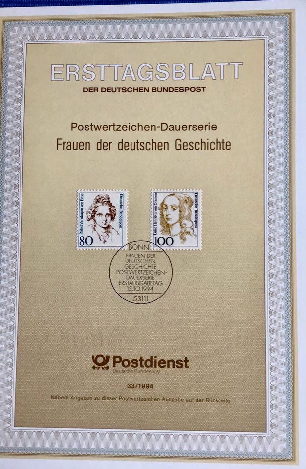 ETB Ersttagsblätter 1994 Briefmarken Sammlung in Fürth