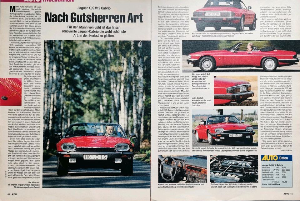 Jaguar XJS Reklame Berichte 5,3 V12 SC Cabrio 3,6 4,0 Coupe in Hanau