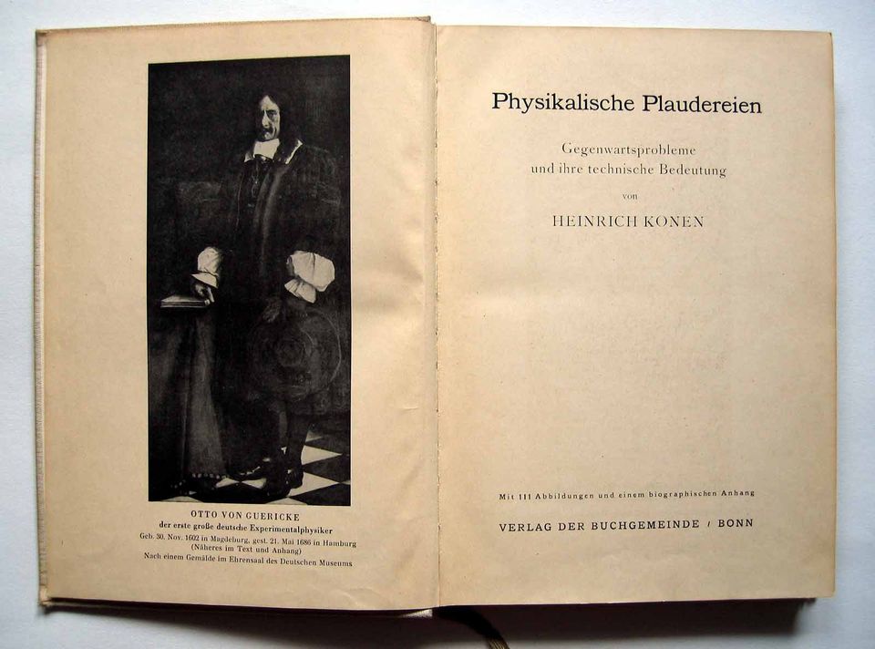 Heinrich Konen-Physikalische Plaudereien(Ausgabe 1938 Leinen in Unna