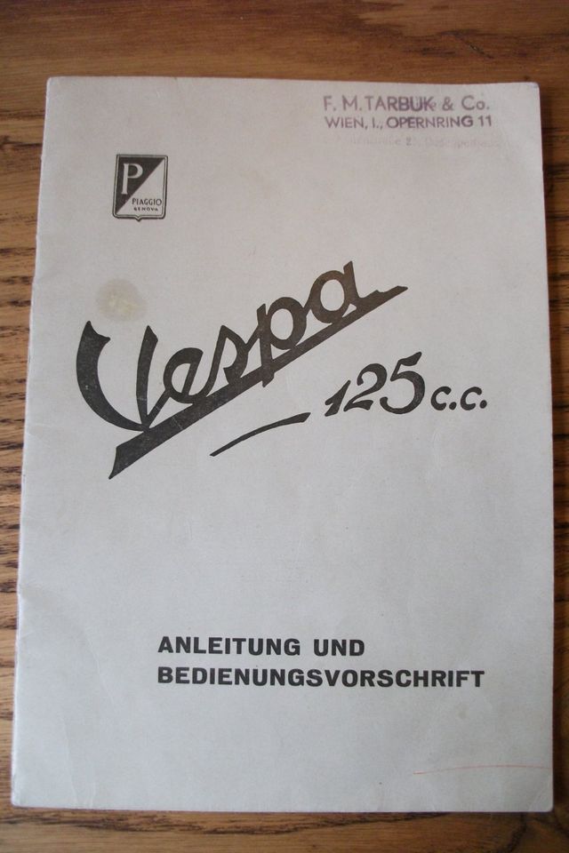 Vespa faro basso 1951 Bedienungsanleitung Tarbuk Wien NOS Zustand in Berchtesgaden