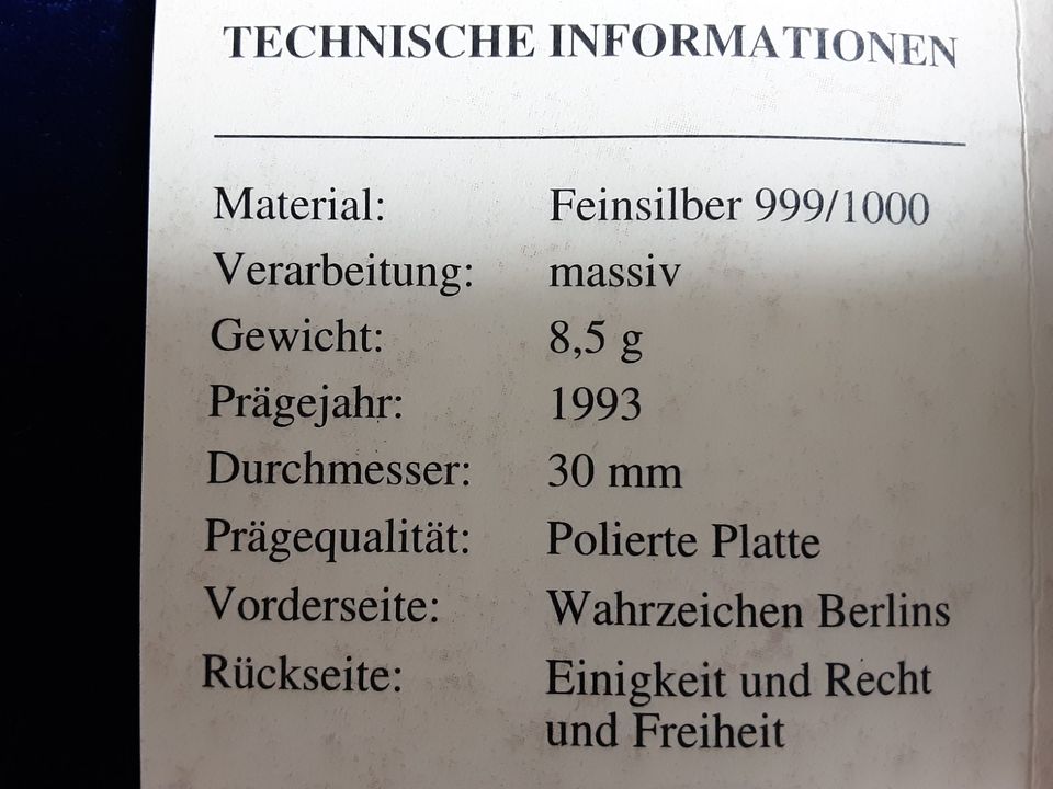 Silbermünzen Komplettsammlung "Einigkeit und Recht und Freiheit" in Hochspeyer