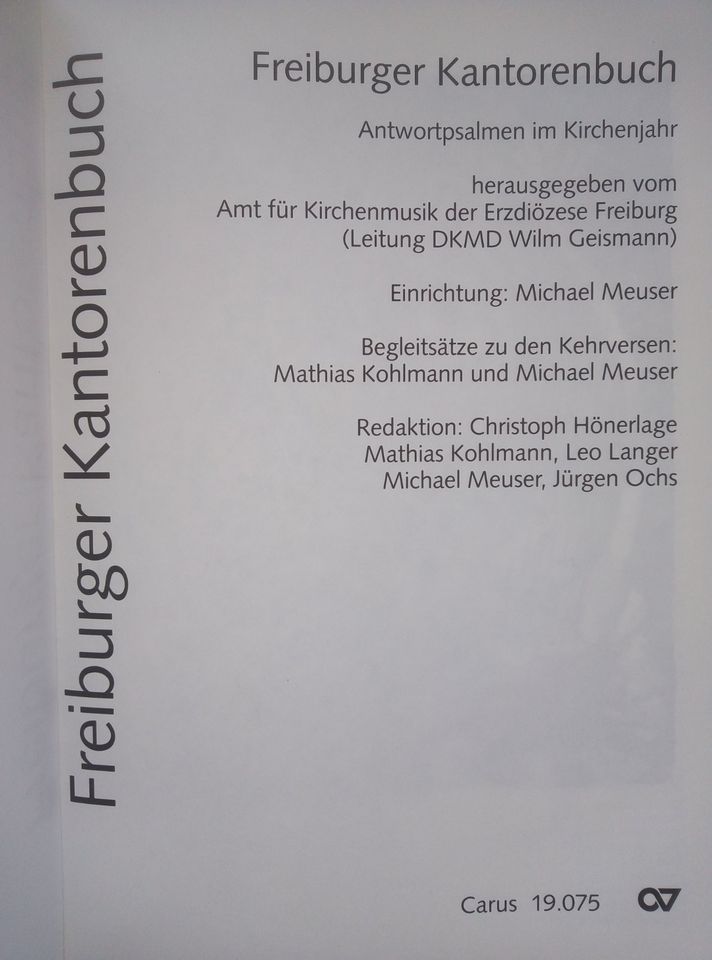 Freiburger Kantorenbuch in Rott