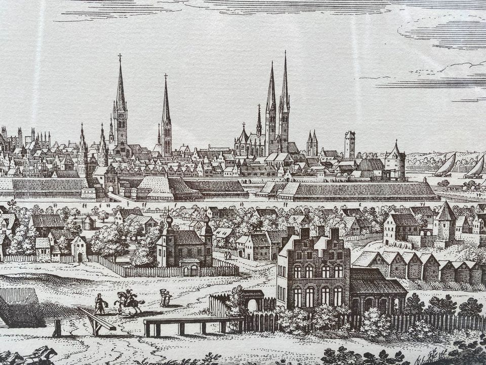 KUPFERSTICH LUBECCA LÜBECK IM RAHMEN KUNSTDRUCK M MERIAN 1641 in Berlin