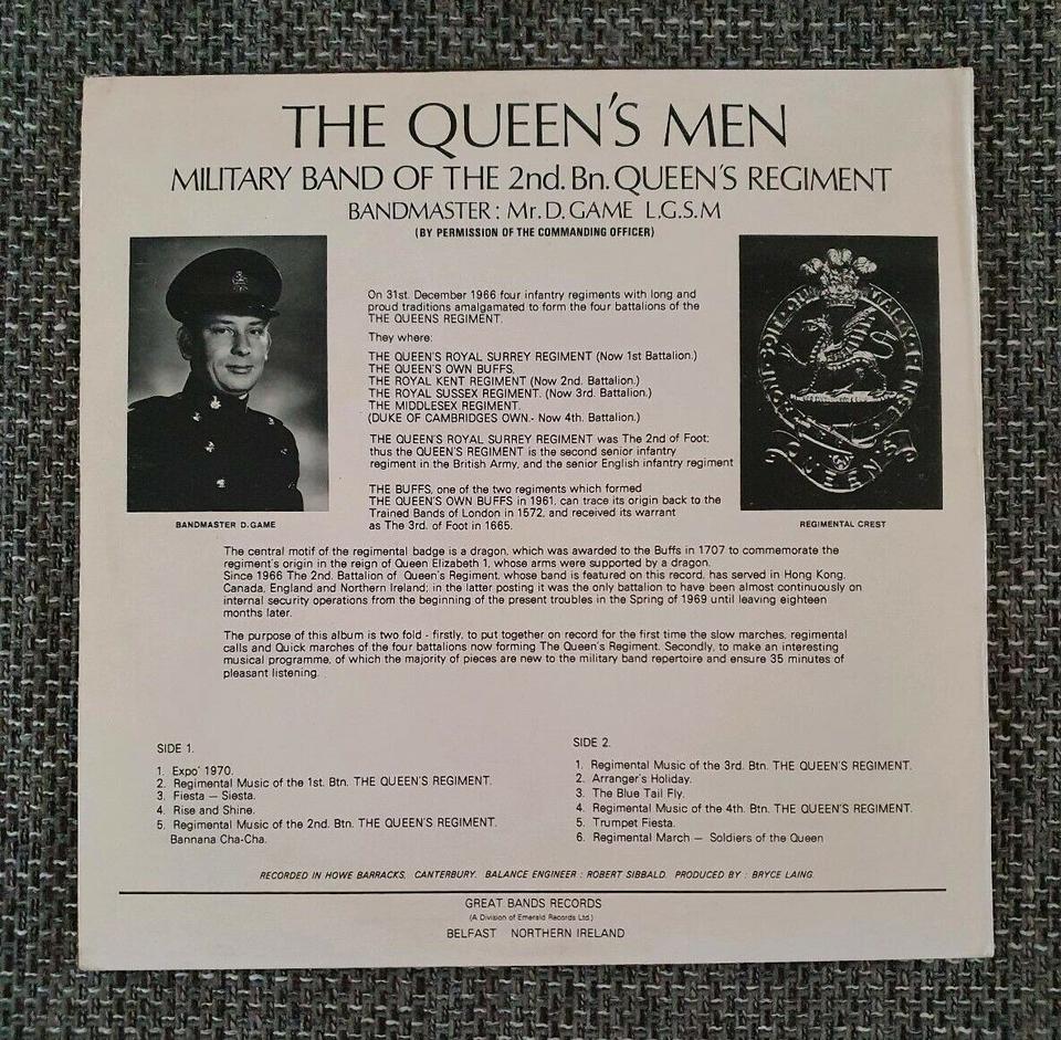 LP Vinyl, THE QUEEN'S MEN, MILITARY BAND OF THE 2nd. Bn. REGIMENT in Olpe