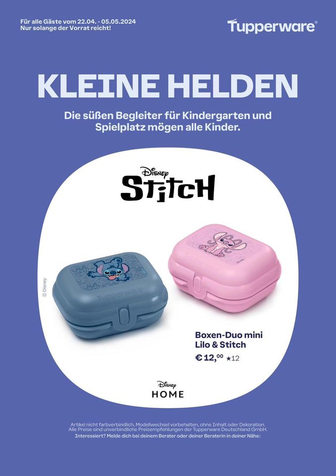 Tupperware Boxen Duo mini Lilo & Stitch - Aktion in Höchstädt a.d. Donau