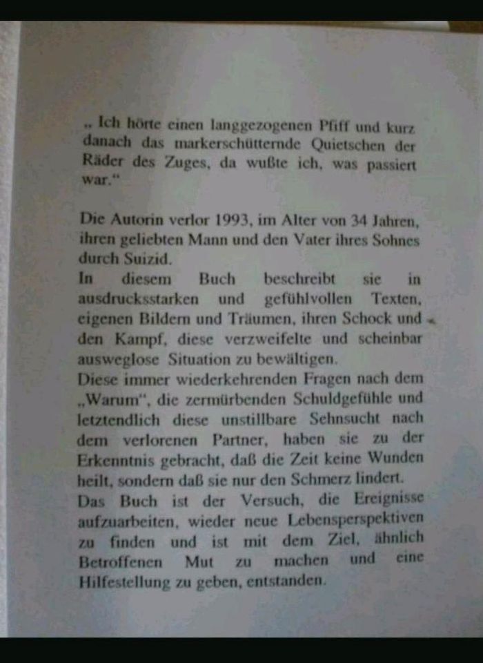 TB üb. Trauer nach Suizid-Die Zeit heilt keine Wunden-sie lindert in Oberasbach