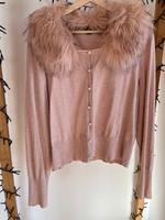 Leichte Strickjacke Rosé mit Pelzkragen 44 xxl Hessen - Geisenheim Vorschau
