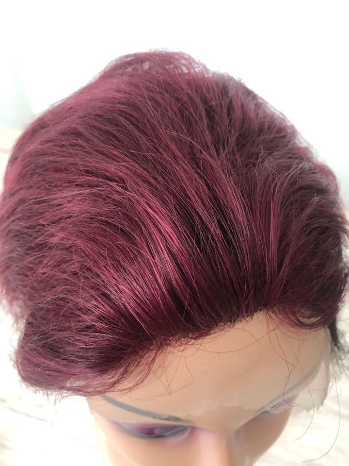 Echthaar Perücke Pixie Cut Burgunder Schwarz Lace neu in Mülheim (Ruhr)