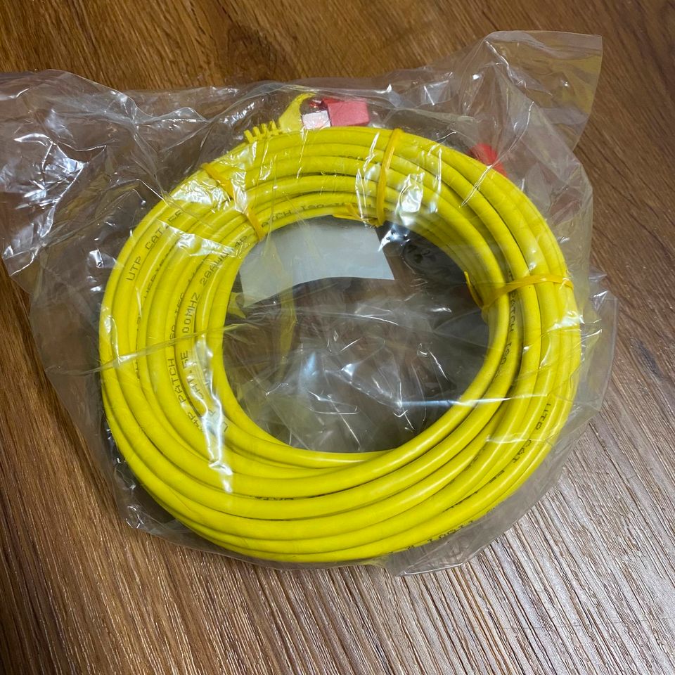 10 + 7,5 m LAN-Kabel/Netzwerkkabel CAT5E, weiß+schwarz+orange-neu in Buxtehude