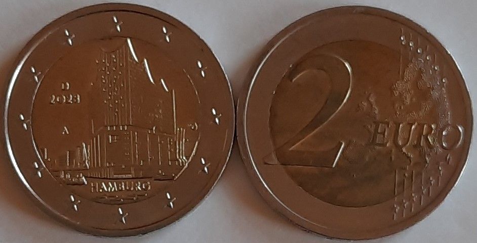 4x 2 € Münze Elbphilharmonie Hamburg vom 2023 in Chemnitz