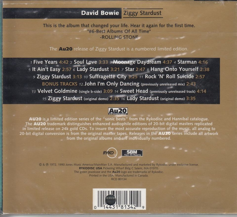 DAVID BOWIE - 20 BIT MASTER / 24K GOLD CDs - EINZELPREISE WIE ANG in Berlin