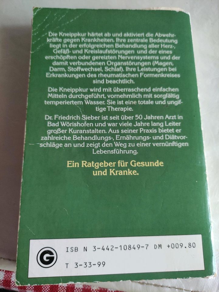 Die Kneipp Kur, Dr.med Friedrich Sieber, Kneipp Kurbuch in Gelsenkirchen