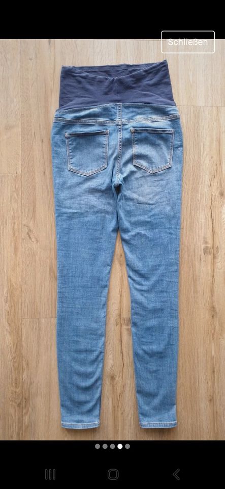 Umstandshose Umstandsjeans H&M Mama Super Skinny S blau Used Look in Cham