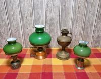Vintage alte Öllampen mit grünem Lampenschirm Bayern - Ochsenfurt Vorschau