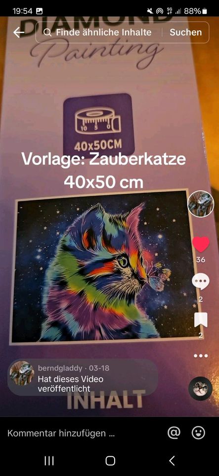 Diamond Painting  Vorlage: Bunte Katze in Nettetal