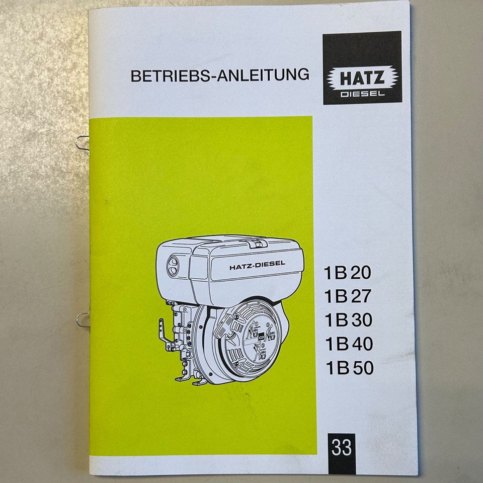 Betriebsanleitung Hatz Diesel 1 B 20, 27, 30, 40, 50 in Bad Schwartau