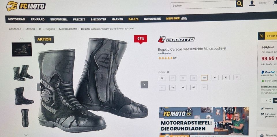 Motorrad Stiefel Tourer Bogotto in schwarz Gr. 42, Wasserdicht in Düsseldorf