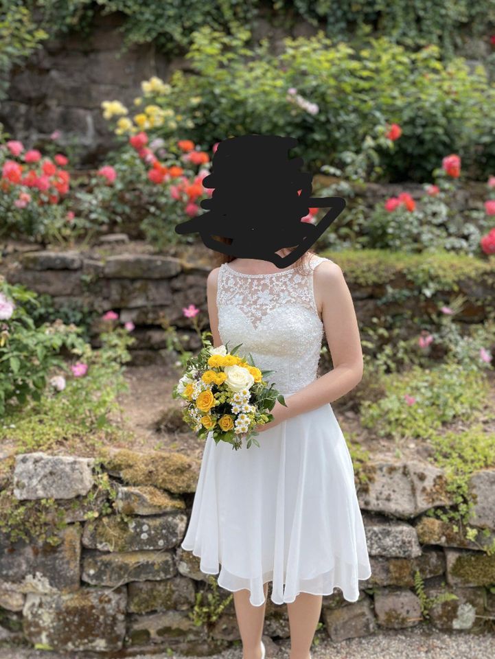 Cocktaikleid weiß / Standesamtkleid / Brautkleid Laona Größe 32 in Schramberg