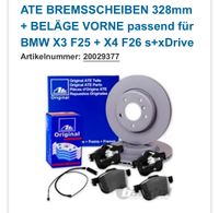 BMW x3 F25 ATE BREMSSCHEIBEN + BELÄGE VORNE Hannover - Vahrenwald-List Vorschau