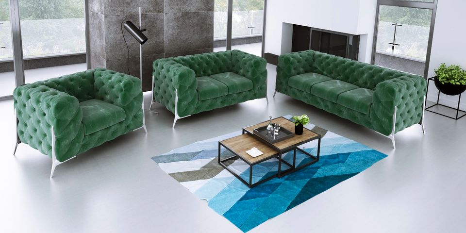 Chesterfield 3+2+1 Garnitur Sessel Sofa Glamour set MODERN in Berlin