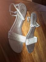 bata Sandale Glitzer Silber gr. 39 Leder absatzhöhe 5cm Bayern - Gersthofen Vorschau