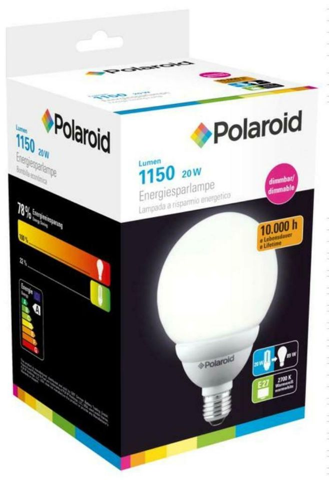 Polaroid Energiesparlampe, 20W, E27, 10.000 h, 2700k in Düren