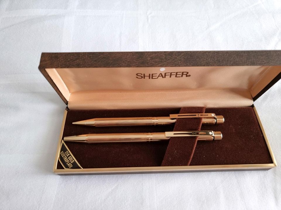 23k vergoldetes Sheaffer Targa Set Kugelschreiber+Druckbleistift in Beindersheim