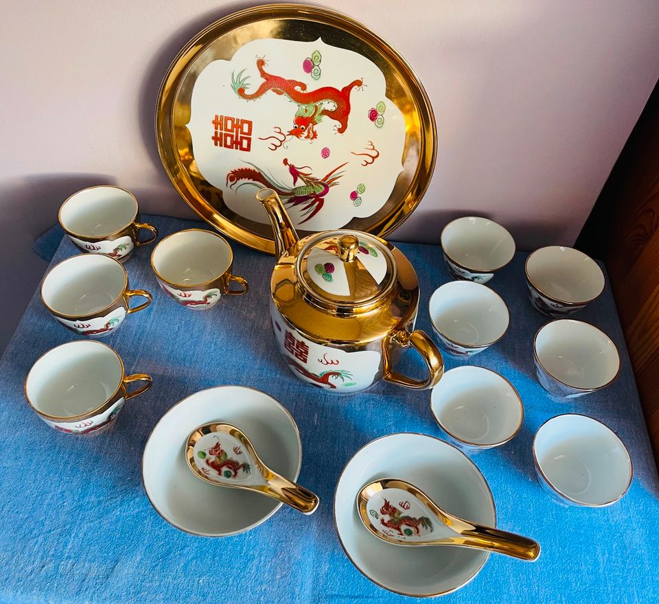 Dragon chinesisches Teeservice (15 Teile) vintage handbemalt in Grafenau