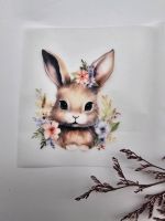 Bügelbild Watercolor Hase Hasenbaby Blumenkranz handmade Neu und Baden-Württemberg - Lörrach Vorschau