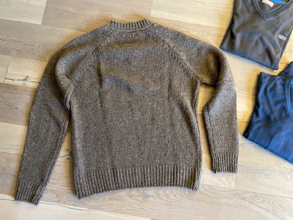 Napapijri Pullover Wolle braun grau blau Gr. M in Drage