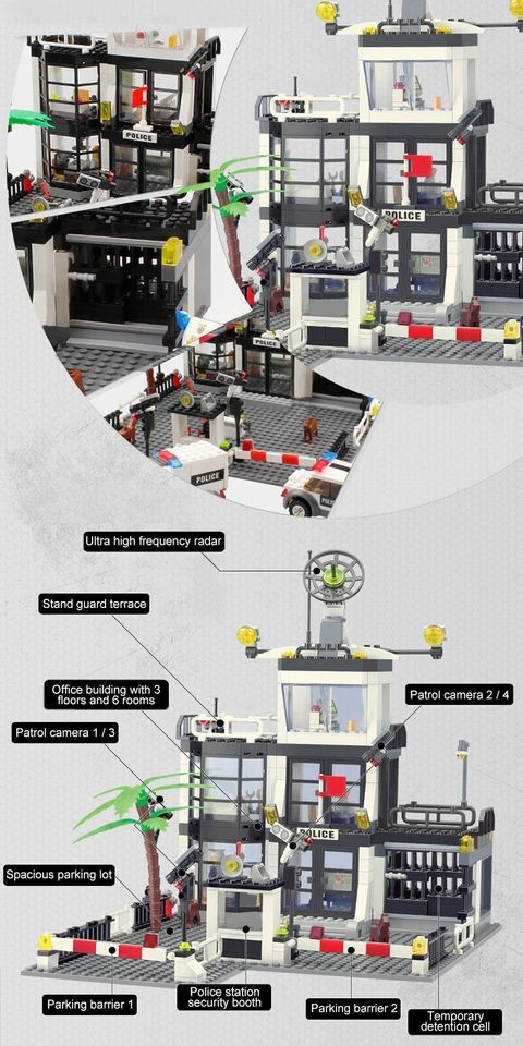 Klemmbausteine Polizei Station mit 631 Bausteine & Fahrzeugen in Illerkirchberg