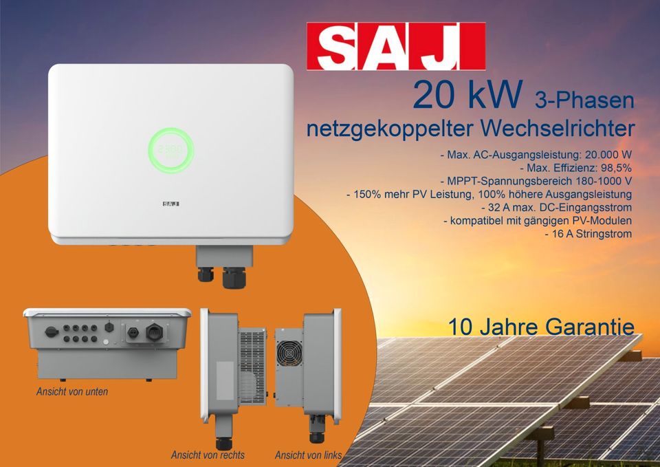 Netzgekoppelter 3-Phasen Wechselrichter 20kW - R6 Serie von SAJ in Düren