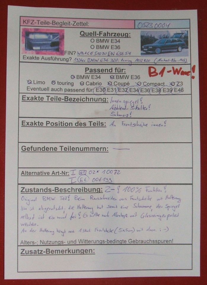 BMW E36 Innenspiegel schwarz Abblendschalter 320i M52 B20 touring in Bad Sobernheim