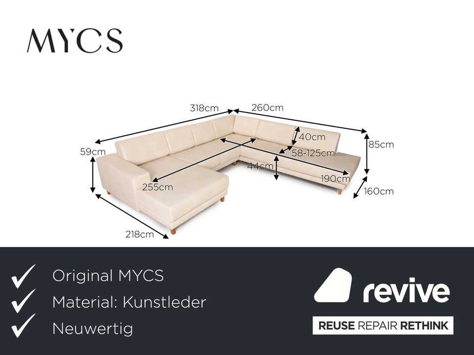 MYCS TYME U - Ecksofa Creme Sofa Couch Veganes Leder in Köln