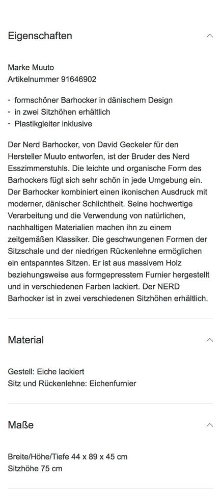 Muuto - Nerd Designer Barhocker Eiche - Gebraucht in Bielefeld