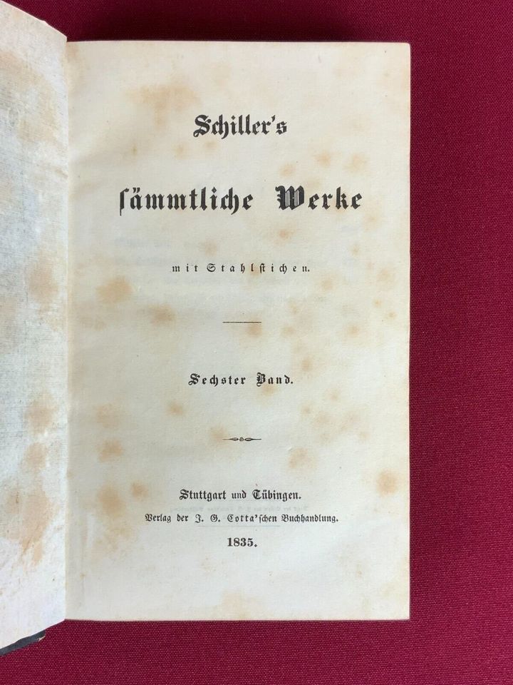 5x ANTIKES BUCH SCHILLER `S SÄMTLICHE WERKE AUS 1835 UND 1836 - Versand kostenlos - Wir sind für Sie da lokal in 86830 Schwabmünchen oder online ARTHOME24 in Schwabmünchen