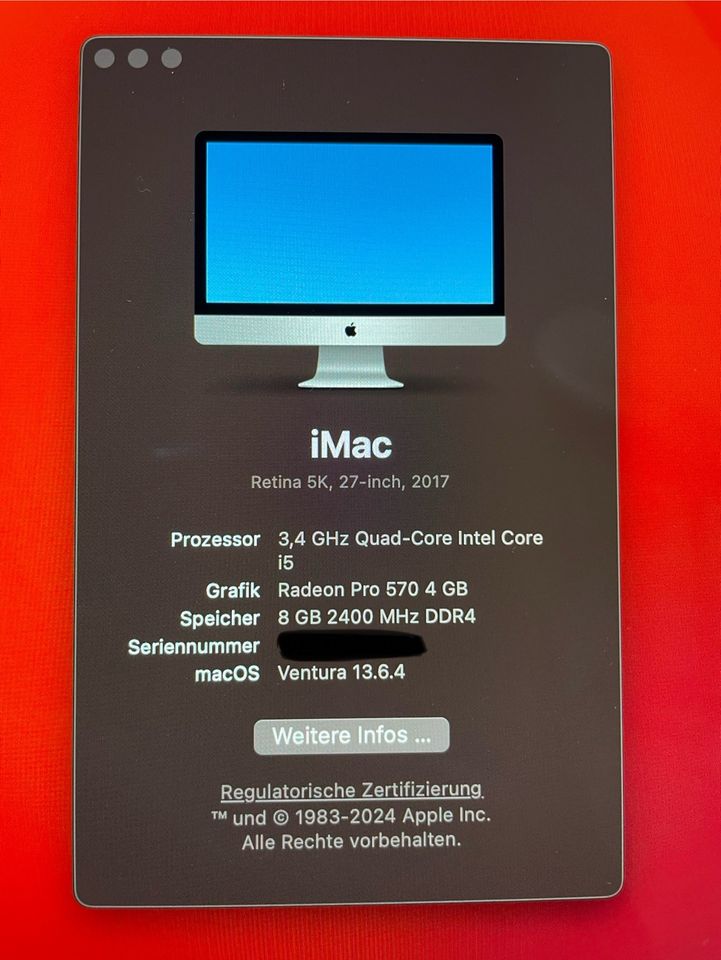 Apple iMac 27“- Retina 5K -Diplay TOP ZUSTAND OVP in Zirndorf